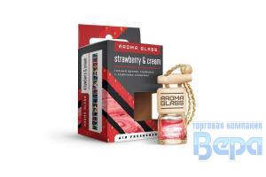 Ароматизатор-подвеска 'БУТЫЛОЧКА НА ШНУРОЧКЕ' (5мл) Аroma Glass'Strawberry&Cream'