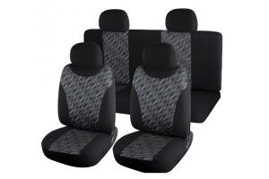 Чехол на сиденье Комплект 11пр. GRAND (черный) серые вставки из жаккарда