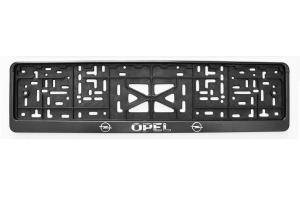 Рамка для номера с защелкой с надписью (рельефная) 'OPEL' серебро