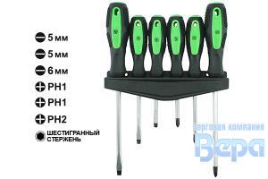 Набор отверток  6пр. с шестигранным стержнем ( выставочный блистер)