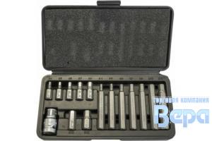 Набор вставок (бит) 15пр. HEX 1/2" (4-12мм) с битодержателем (кейс) ROCKFORCE