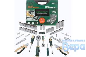 Набор инструмента  69 пр. 1/2",1/4" DR 6-ти гранных (головки,трещотка,удлинитель,вороток) ROCK FORCE