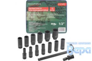 Набор головок ударных 15пр. 1/2" 6-ти гранных (10-32) ROCKFORCE
