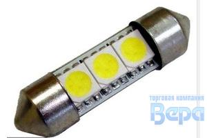 Лампа диод салонная C5W (SV8,5) 37мм  9SMD GREEN 12V (к-т/2шт)