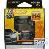 Лампа H 4 (P43t-38)  60/55W 12V + 50% X-Power (2шт)