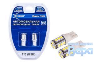 Лампа диод Т10 (W5W) б/цок.15SMDх 3528 WHITE (бл/ 2шт.) 12V.