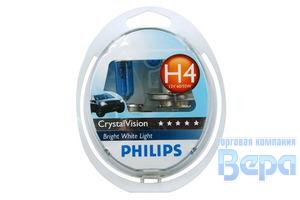Лампа H 4 (P43t-38)  60/55W 12V 4300 K CRISTAL VISION (к-т.2шт.+2шт.W5W)