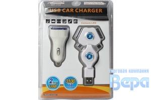 Зар.уст-во в прикуриватель для моб.устройств 2USB 12/24V 2100mА  NOVA  BRIGHT