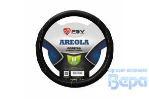 Оплeтка "М" (38 см) Эко-кожа (черный) перфорированные вставки, красная прострочка