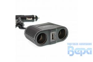 Разветвитель прикуривателя 2 гнезда ( USB) с удлинителем OLESSON