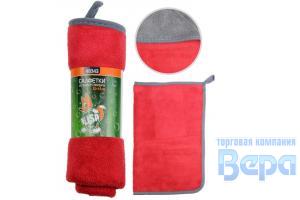 Салфетка-микрофибра 32 х 43 см, 600г/м красная/серая суперплотная Li-Sa