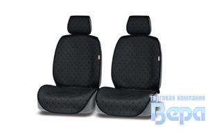 Накидка на сиденье на СИЛИКОНЕ -передние (2шт) ALCANTRA LUXE черная, стеганая