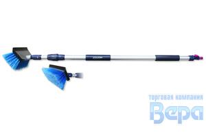 Щетка для мытья авто телескоп. (105-170 мм) с краном и Водосгоном (26см) резина