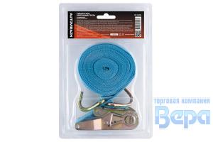 Стяжка для крепления груза с трещеткой  2,5т (8м х 38 мм) с крюками,замком (в блистере)