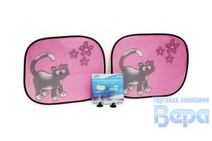 Штора солнцезащитная на бок. стекла 2 шт (44 х 38 см) КОТЕНОК