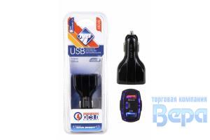 Зар.уст-во в прикуриватель для моб.устройств 2USB+ Type-C 12/24V (3100mА) функция быстрой зарядки