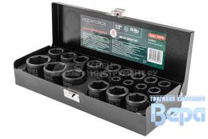 Набор головок ударных 20пр. 1/2" 6-ти гранных (10-32мм) в металлическом кейсе ROCKFORCE