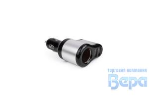 Разветвитель прикуривателя 1 гнездо (2 USB) стационарная 12/24V 2100mA