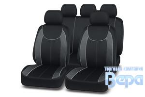 Чехол на сиденье Комплект 11пр. ESCADA (черный/серый) полиэстр+карбон, 3мм поролон, 3 молнии