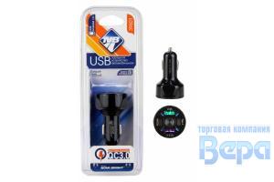 Зар.уст-во в прикуриватель для моб.устройств 2USB+2 Type-C 12/24V (3100mА) функция быстрой зарядки