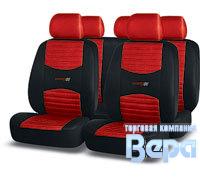 Чехол на сиденье Комплект 11пр. CARBON (черный/бордовый) полиэстер+сетка 6молний SRS AIRBAG