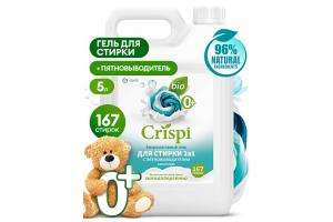 Средство для стирки Гель-концентрат  5кг CRISPI (канистра)2 в 1 с ПЯТНОВЫВОДИТЕЛЕМ 0+ ГИПОАЛЛЕРГЕН