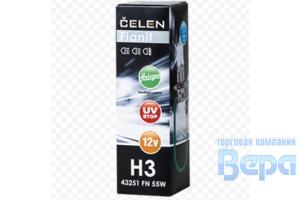 Лампа H 3 (РK22s)  55W 12V Halogen Fianit+35% яркости (прозрачная) Long life,UV-stop