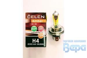 Лампа H 4 (P43t-38) 100/80W 12V Halogen Amber YELLOW Long life,UV-stop