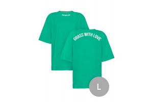 Футболка зеленая "GRASS WITH LOVE" (L) oversize