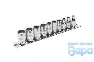 Набор головок 10пр. 1/4" 6-ти гранные DR 4-13 (на держателе) ЭВРИКА
