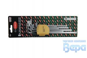 Набор ключей TORX  9 пр. Т10Н-Т50Н с отверстием на пластик.держат ROCK FORCE