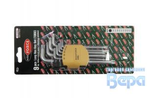 Набор ключей TORX  9 пр. Т10Н-Т50Н Г-образн. удлиненных (на пластик.держат) ROCK FORCE