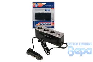 Разветвитель прикуривателя 3 гнезда ( USB) с удлинителем 12V
