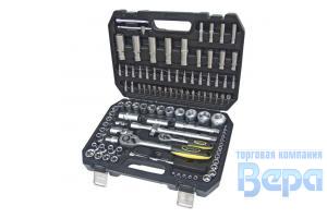 Набор инструмента 108пр.1/2",1/4 DR 6-гранных (головки,биты,насадки,трещотки,вороток,кардан)