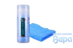 Салфетка-замша в пенале с пропиткой (малая 43x32см) синяя Li-Sa