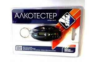 Алкотестер со светодиодным индикатором  и фонарём +часы ( 0,00-0,05 промиле)